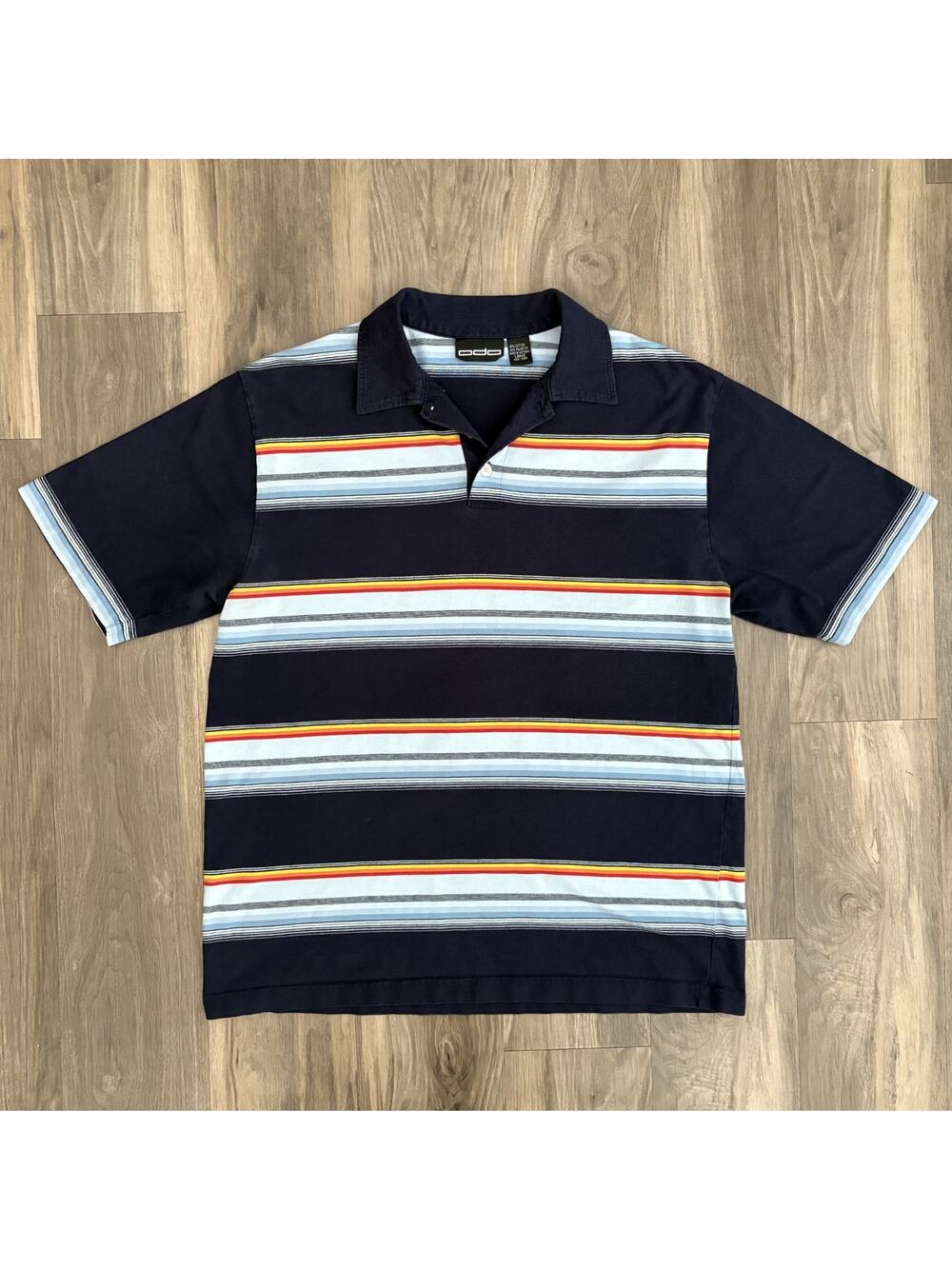 Vintage Striped Polo Shirt Surf Beach Colorful Men's Size L 1990s